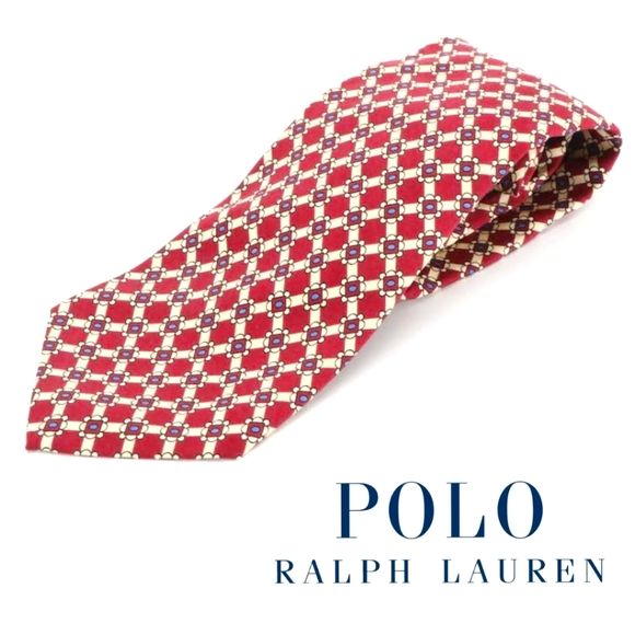 Polo Ralph Lauren for Neiman Marcus Geometric Burgundy & Ivory Silk Tie - Picture 5 of 5
